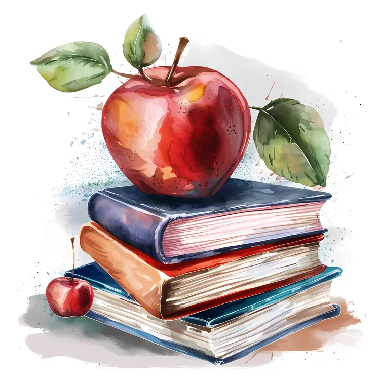 Apple on Stack of Books