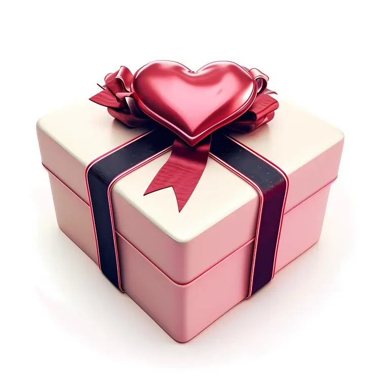 Pink Gift Box with Heart Decoration for Valentine's Day