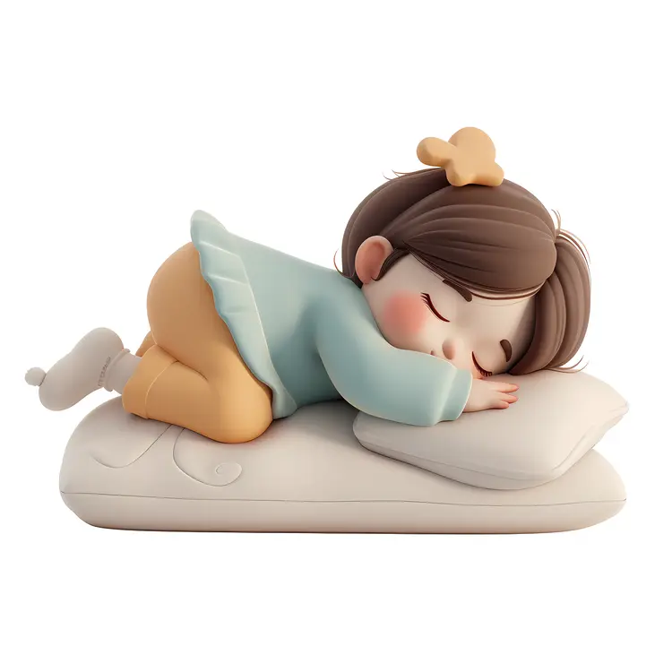 Sleeping Child on Bed with Pillow