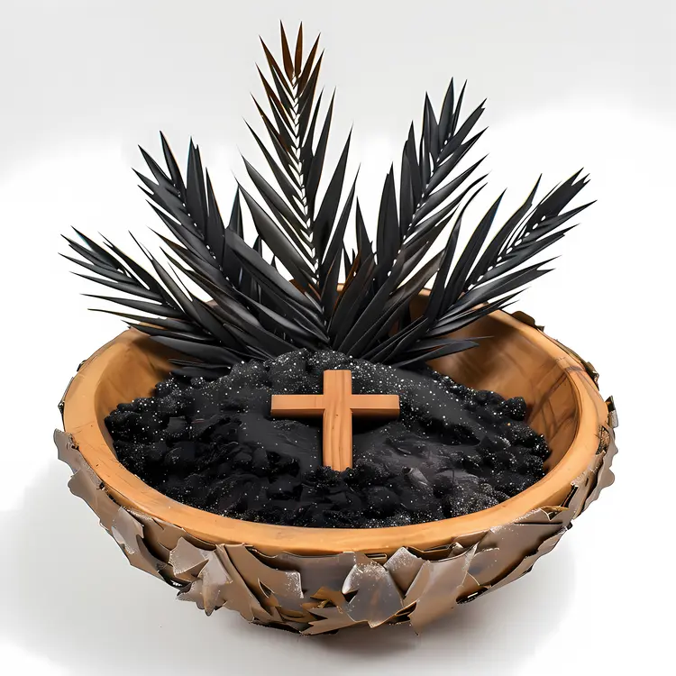 Ash Cross with Black Palm Leaves