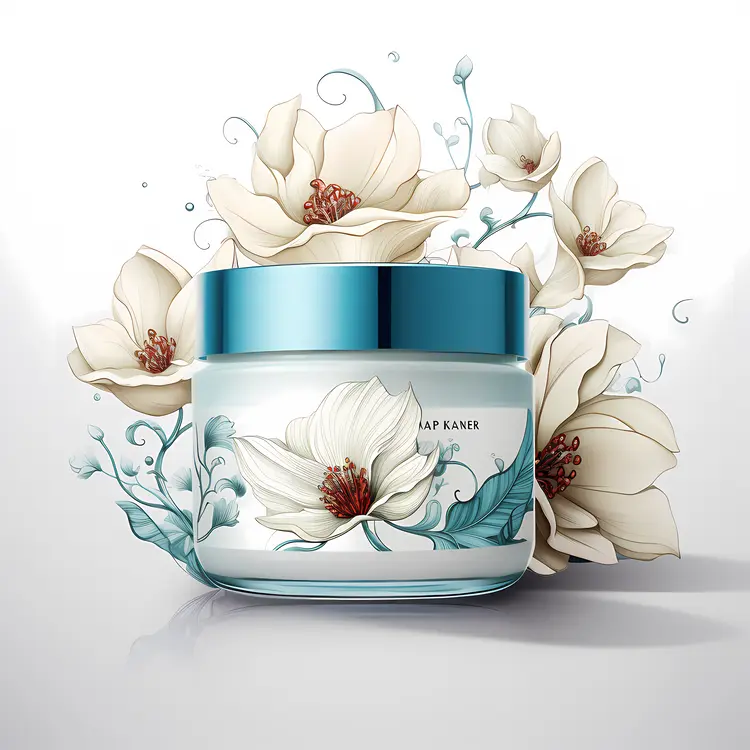 Cream Jar with Floral Design for Skincare