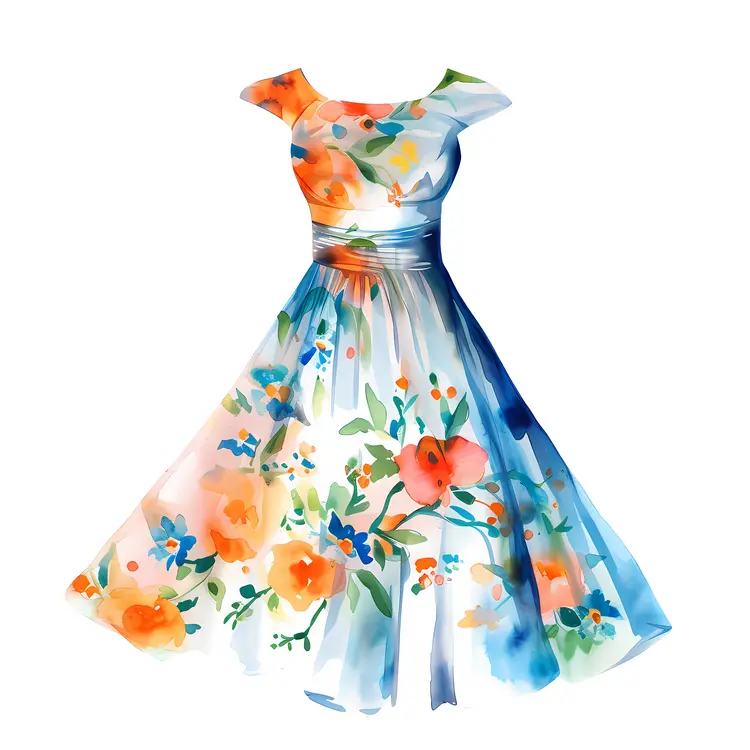 Elegant Floral Dress Illustration
