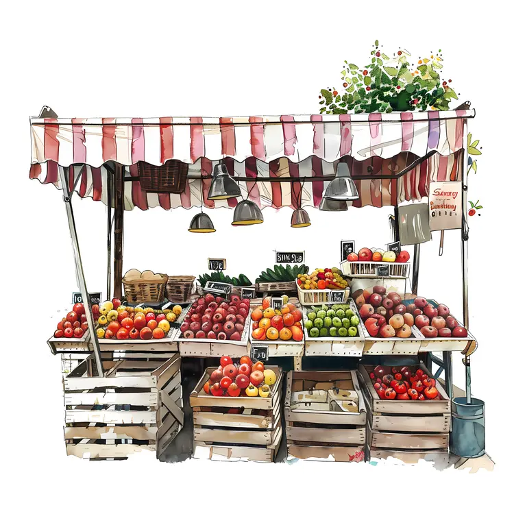 Colorful Fruit Stand at Outdoor Market