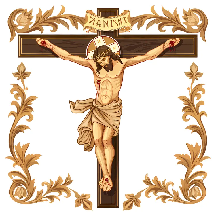 Crucifixion of Jesus with Ornate Design