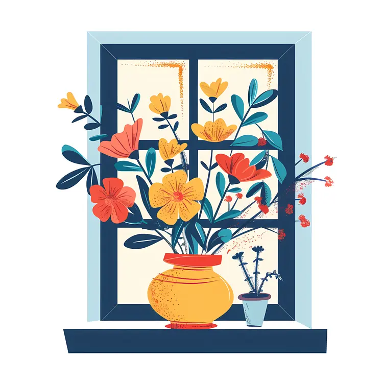 Minimalist Flower Vase with Colorful Flowers by the Window