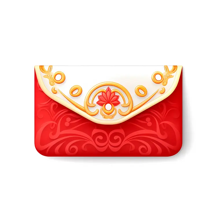 Red Envelope with Gold and White Design