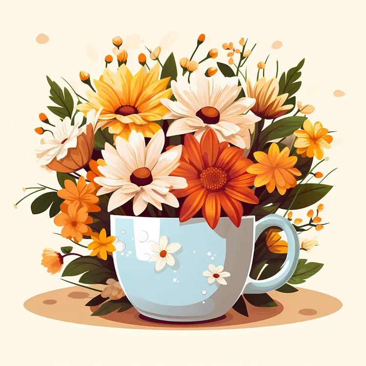 Lovely Daisies in a Blue Cup