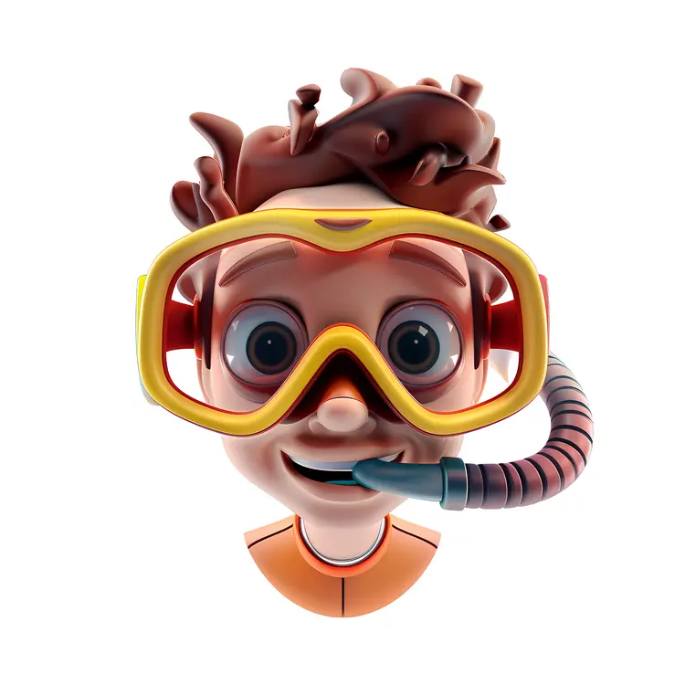 Cartoon Diver with Snorkel