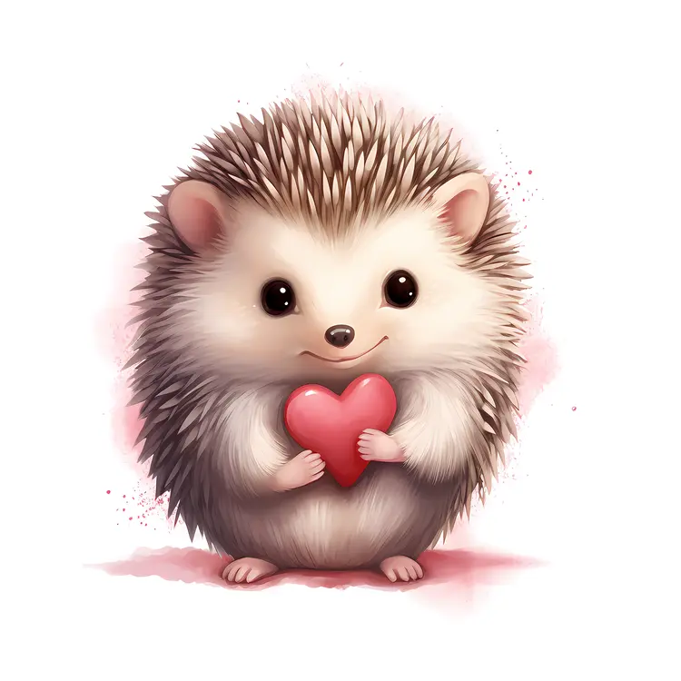Tiny Hedgehog Holding a Heart