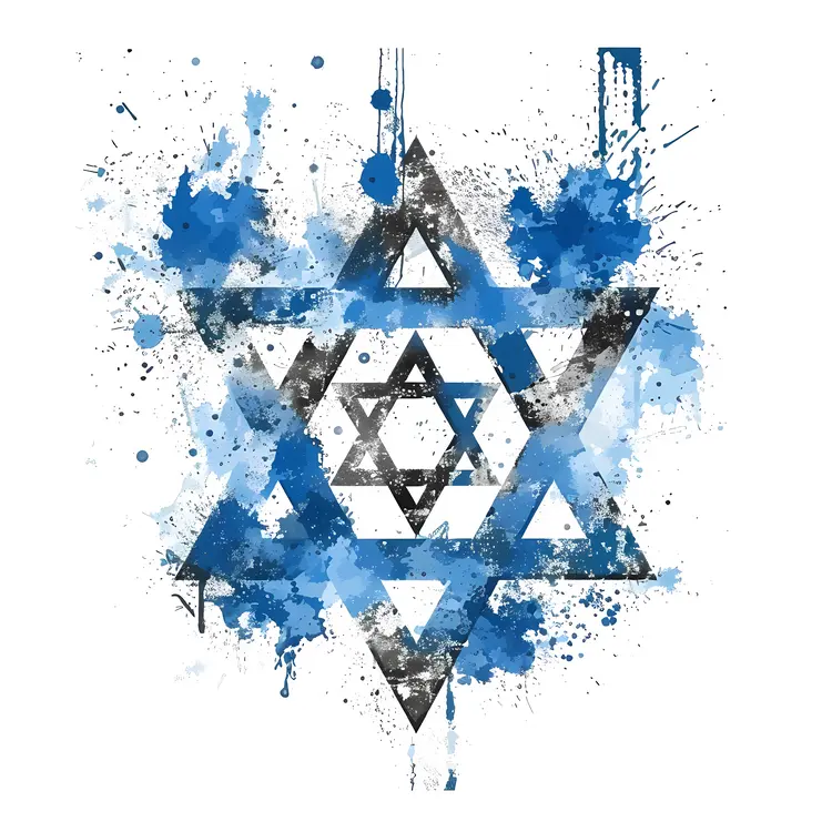 Star of David with Blue Splashes