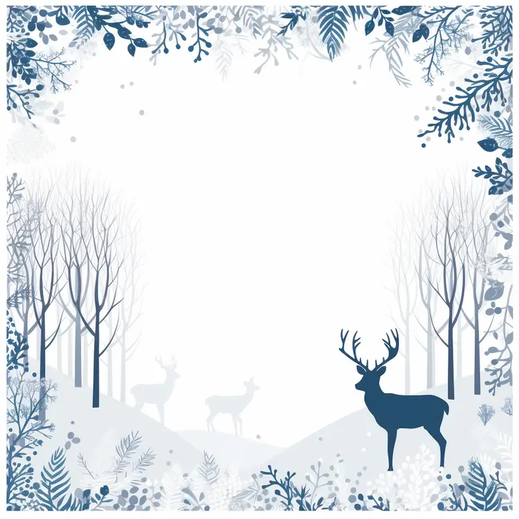 Winter Forest Frame with Deer