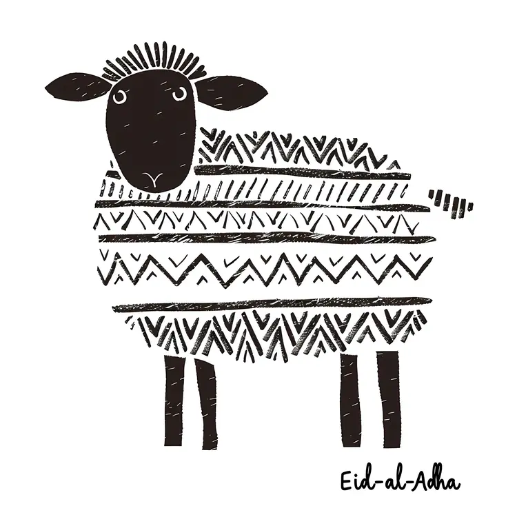 Eid al-Adha Celebration with Doodle Sheep