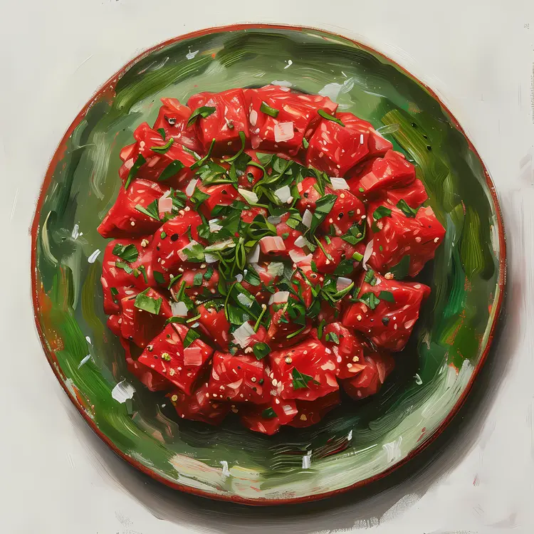 Tartare on a Green Plate