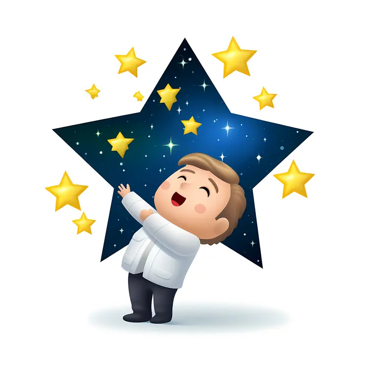 Joyful Boy with Yellow Stars
