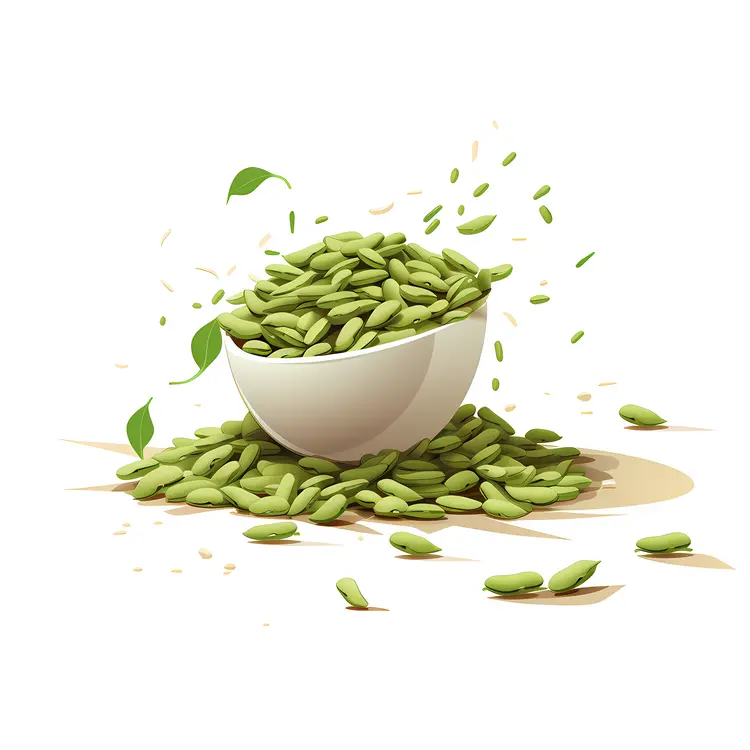 Bowl of Green Beans with Leaves
