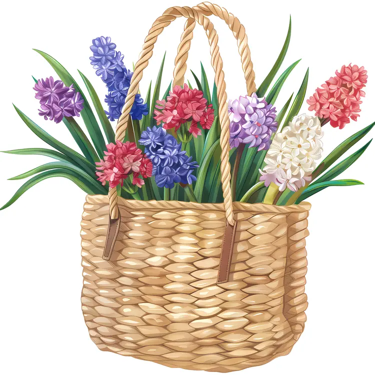 Illustration of Basket with Hyacinths