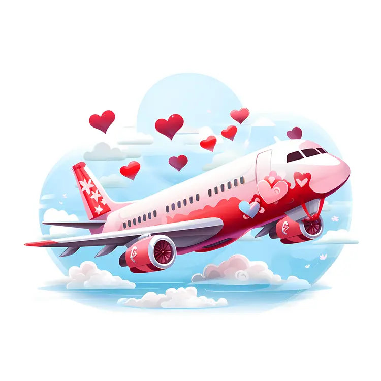 Red Airplane with Hearts