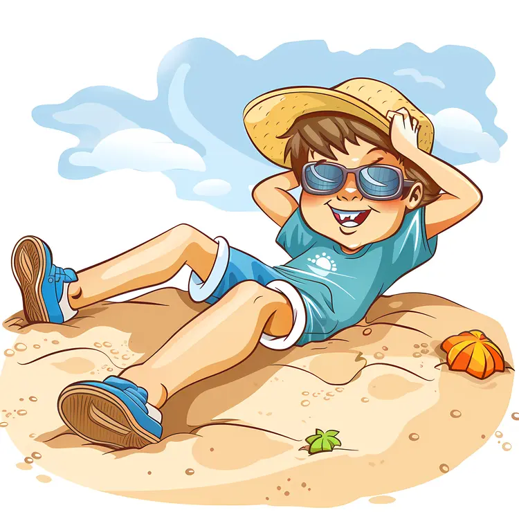 Boy Relaxing on the Beach