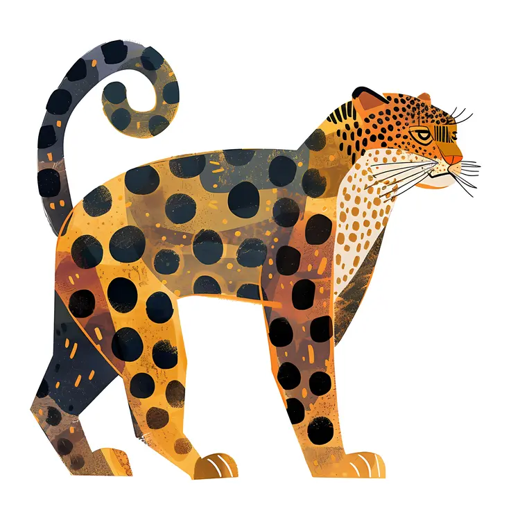 Walking Leopard Cartoon Illustration