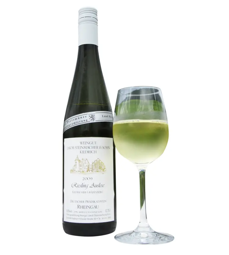 Wine Bottle and Glass of White Wine