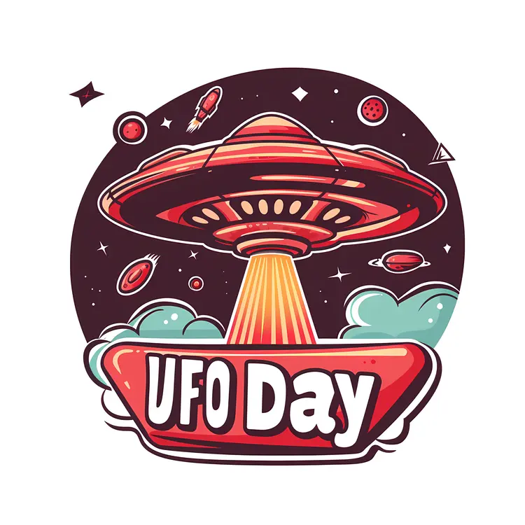 UFO Day Cartoon Spaceship