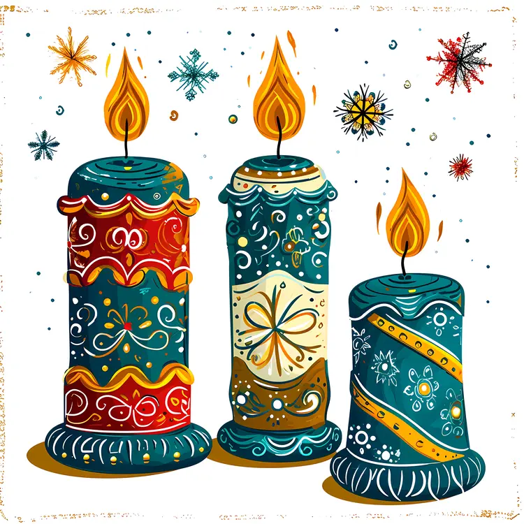 Beautiful Decorative Candles with Floral Patterns