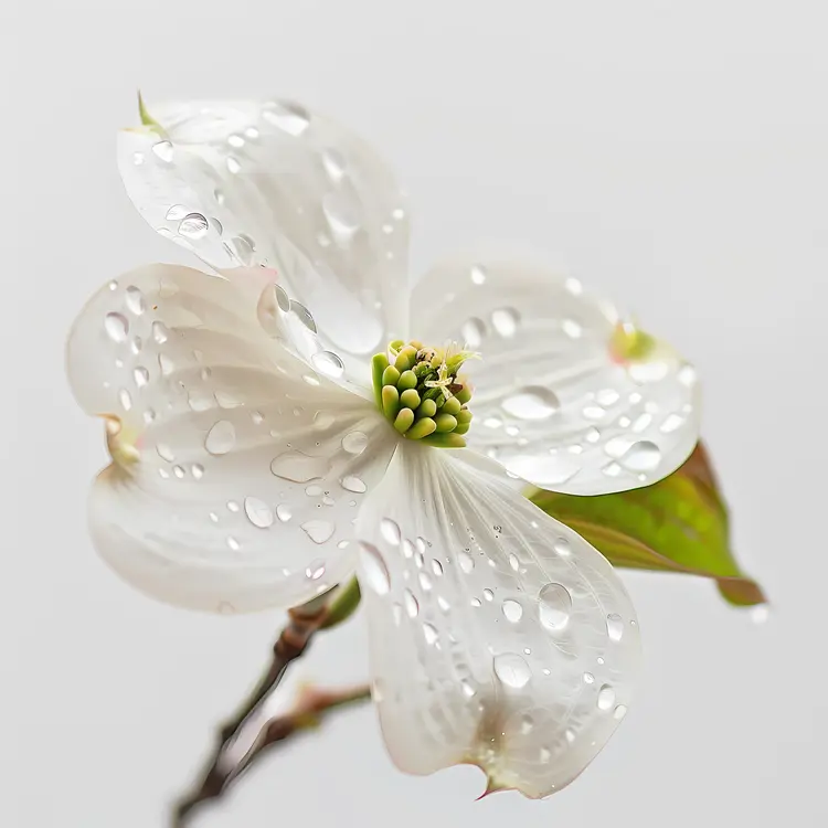 White Flower with Dew Drops