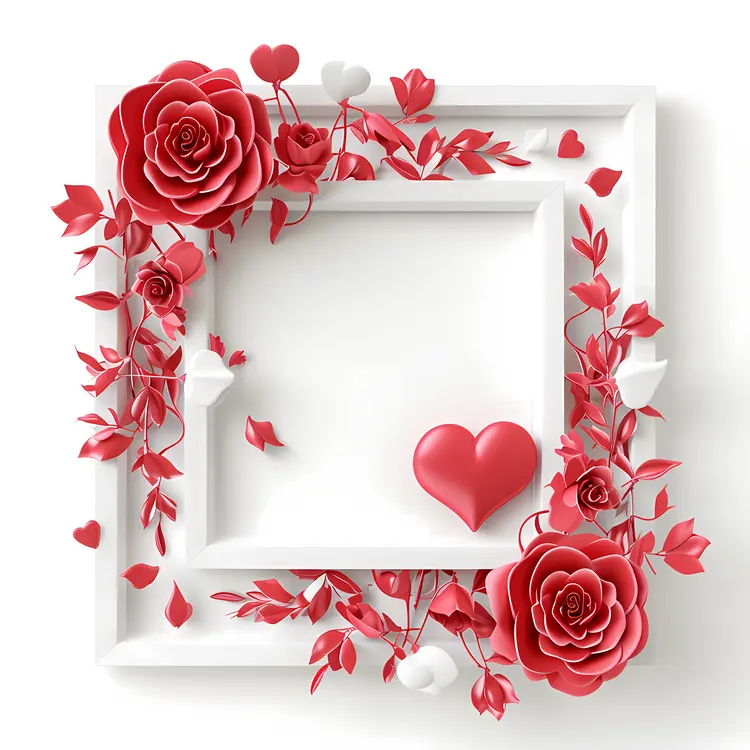Red Roses and Hearts Frame
