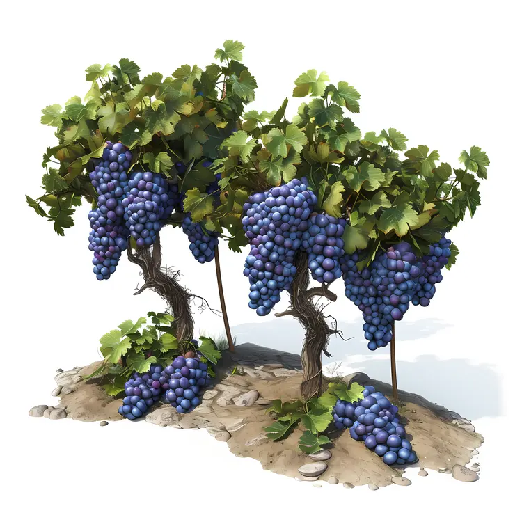 Grape Vines with Ripe Grapes