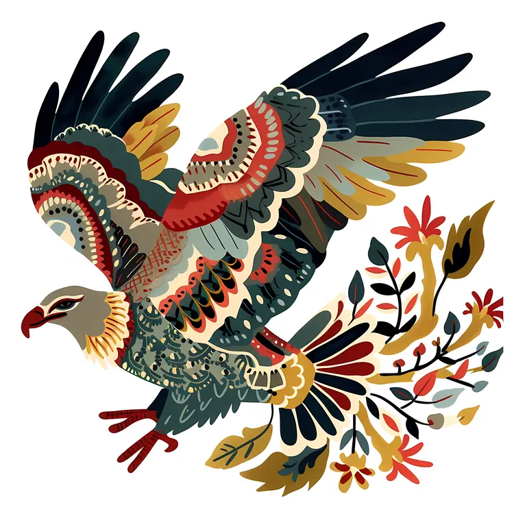 Flying Eagle with Colorful Feathers