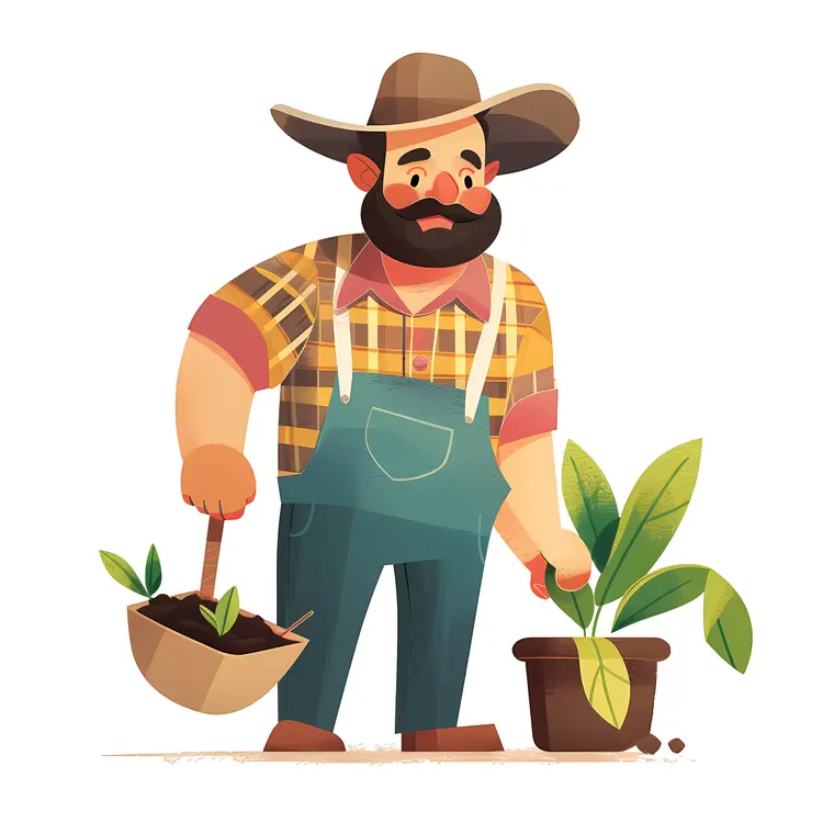 Man Holding Potted Plant