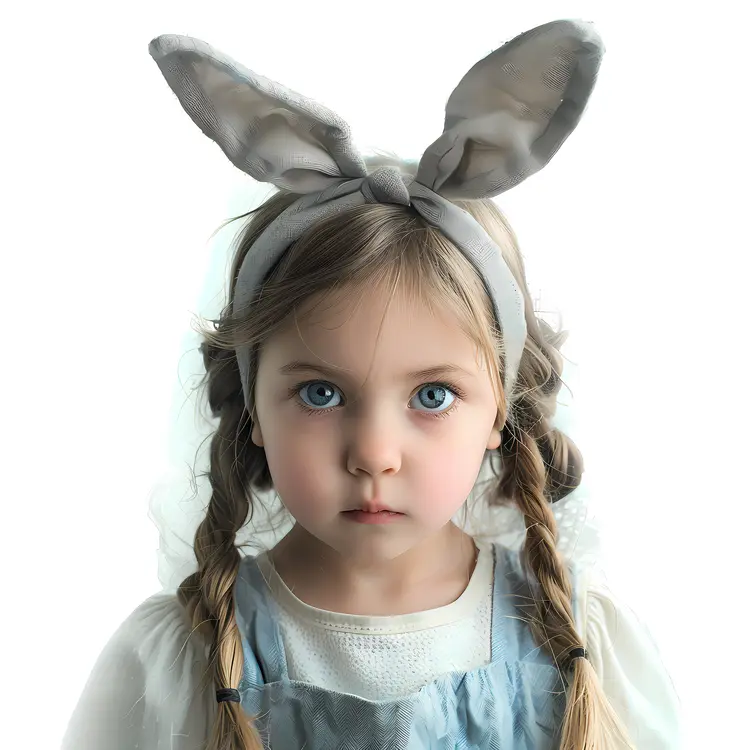 Child with Gray Bunny Ears Headband