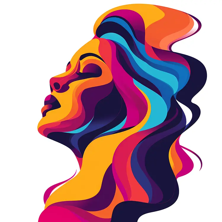 Abstract Colorful Silhouette of a Woman