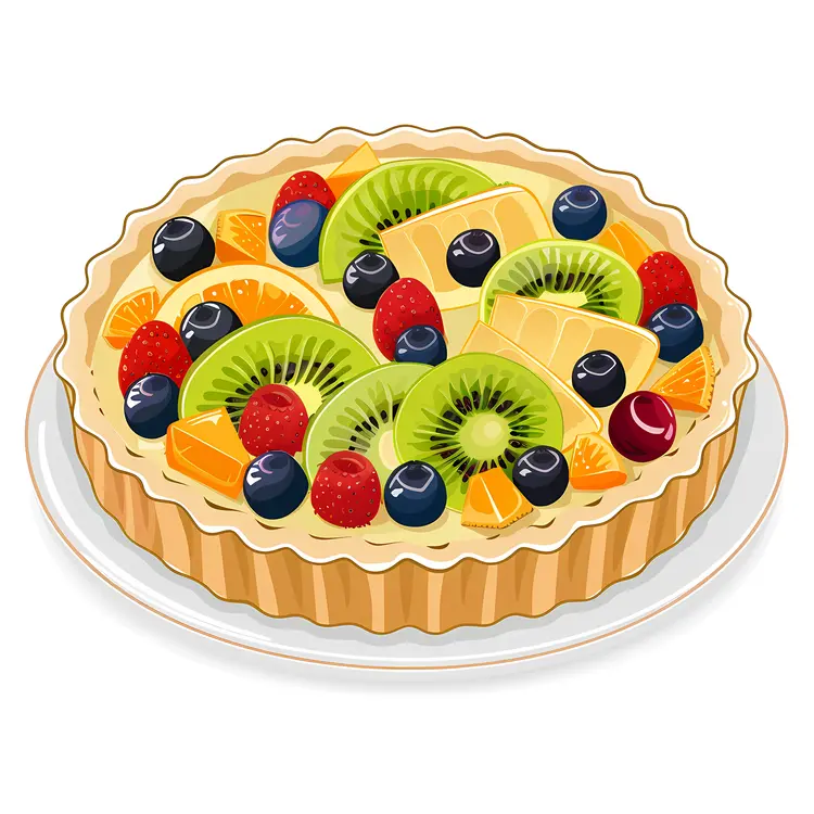Fruit Tart with Kiwi and Blueberries