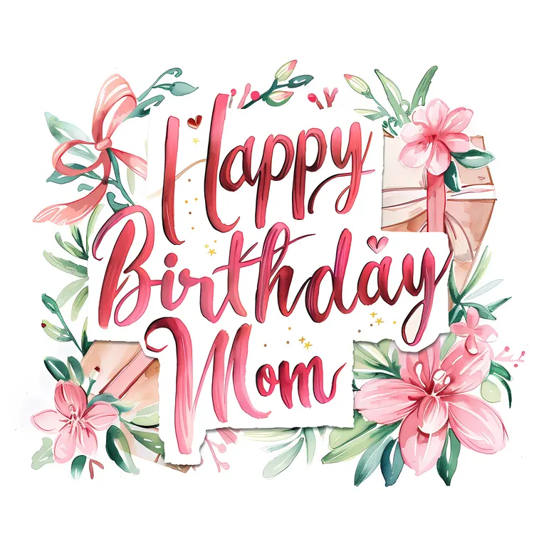 Happy Birthday Mom Card with Flowers