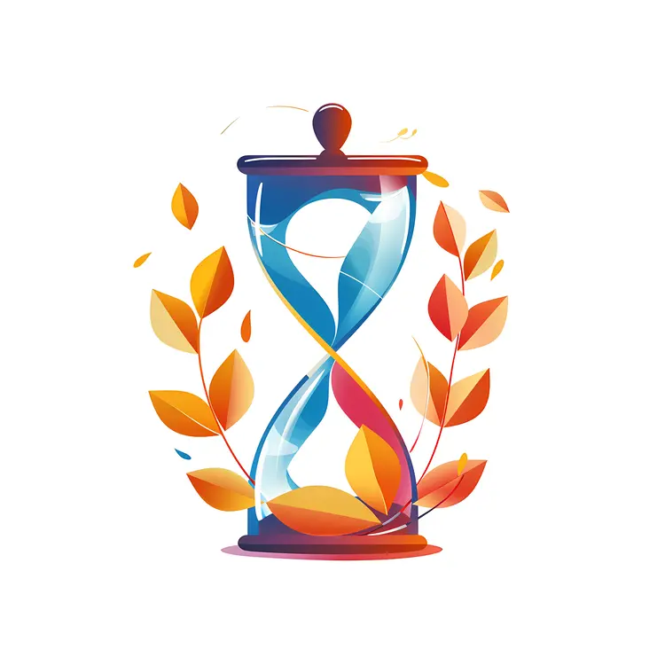 Hourglass with Autumn Leaves
