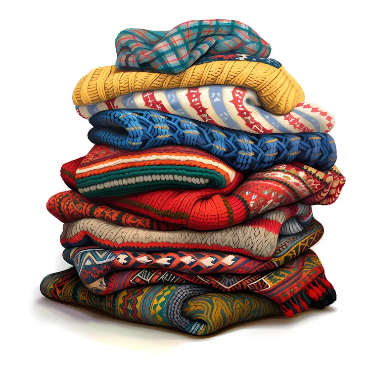 Stack of Colorful Sweaters