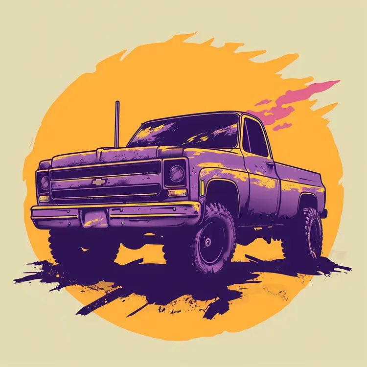 Purple Pickup Truck Illustration