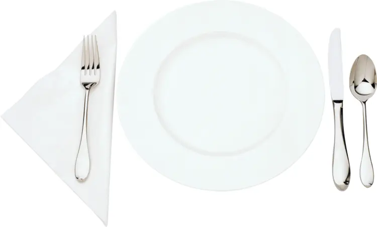 White Plate with Fork and Spoon