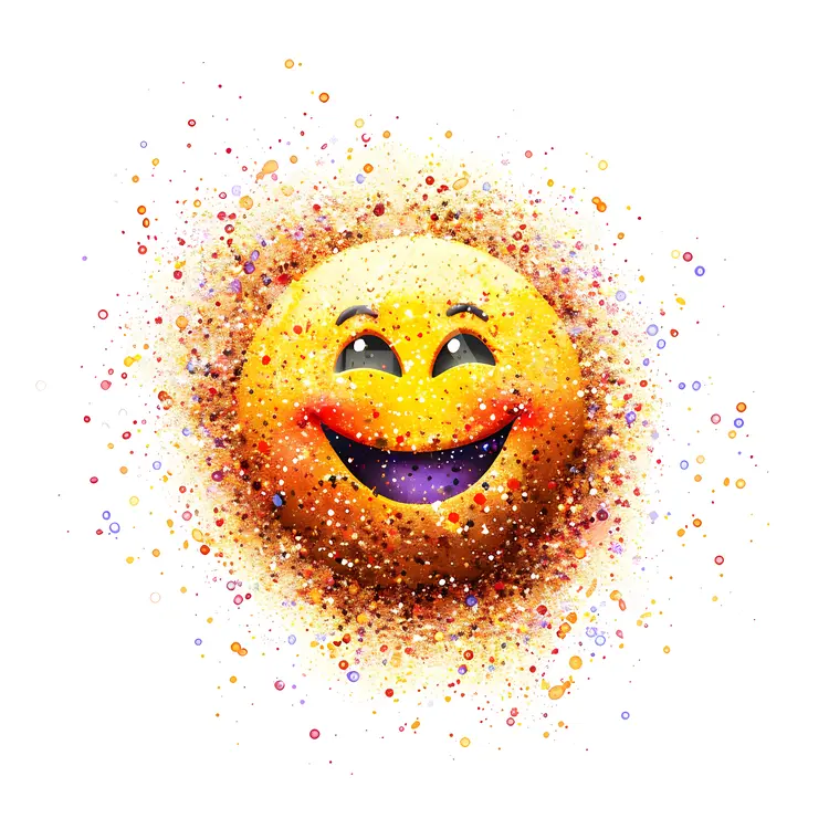 Smiling Emoji with Confetti