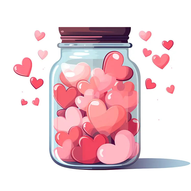 Heart-filled Jar Illustration