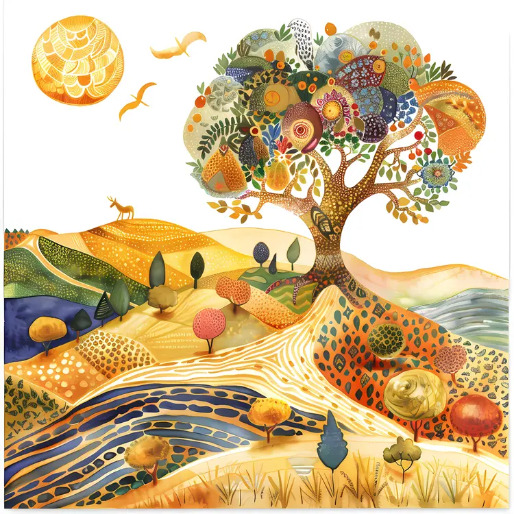 Colorful Tree in Artistic Landscape