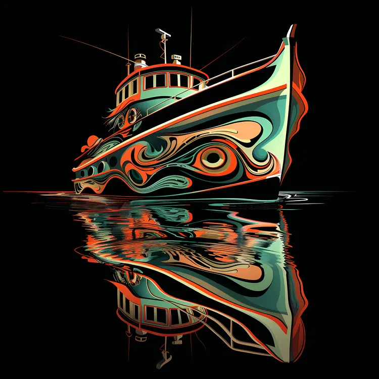 Vibrant Colorful Boat on Water