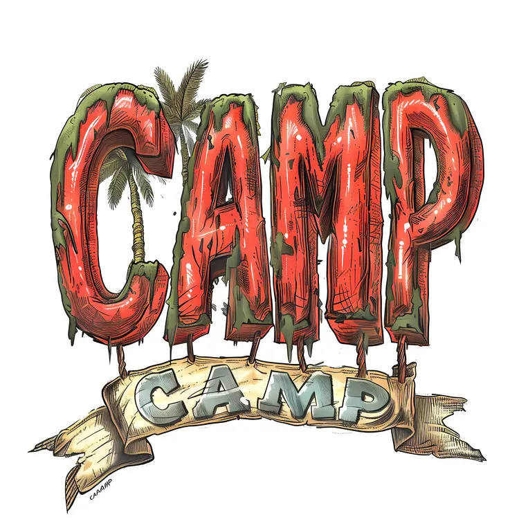 Camp Sign with Palm Tree
