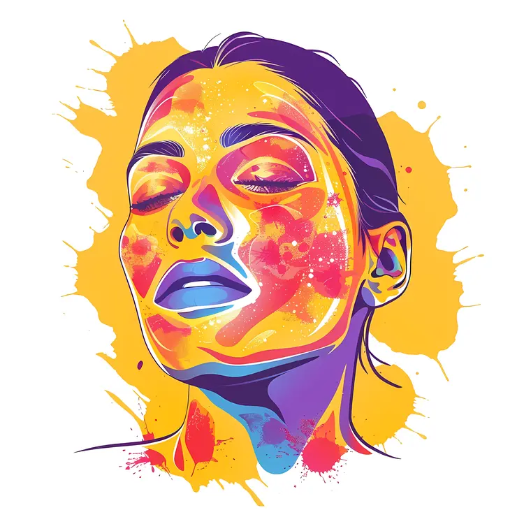 Colorful Illustration of a Face with Redness