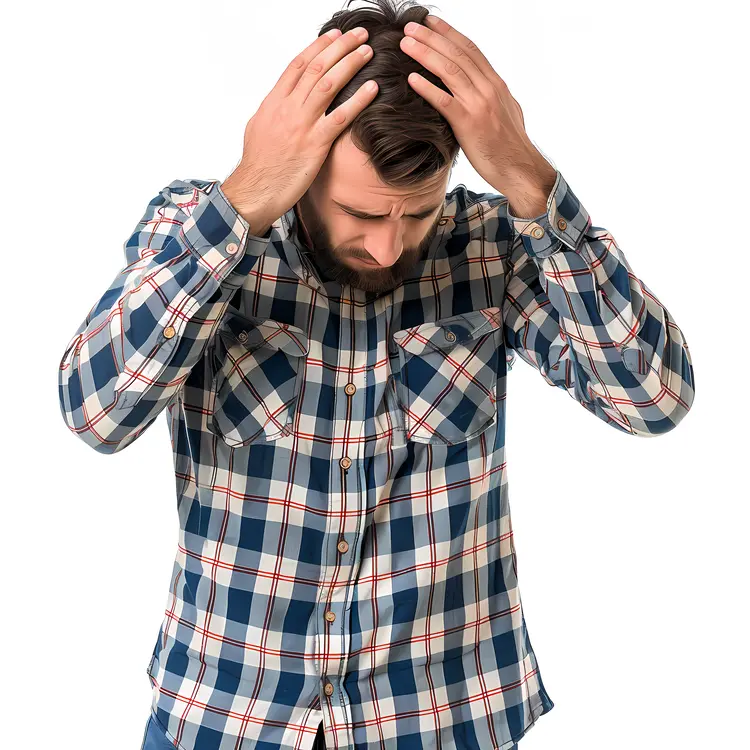 Worried Man in Plaid Shirt