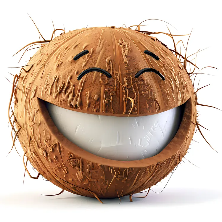 Cheerful Coconut Cartoon with Big Teeth