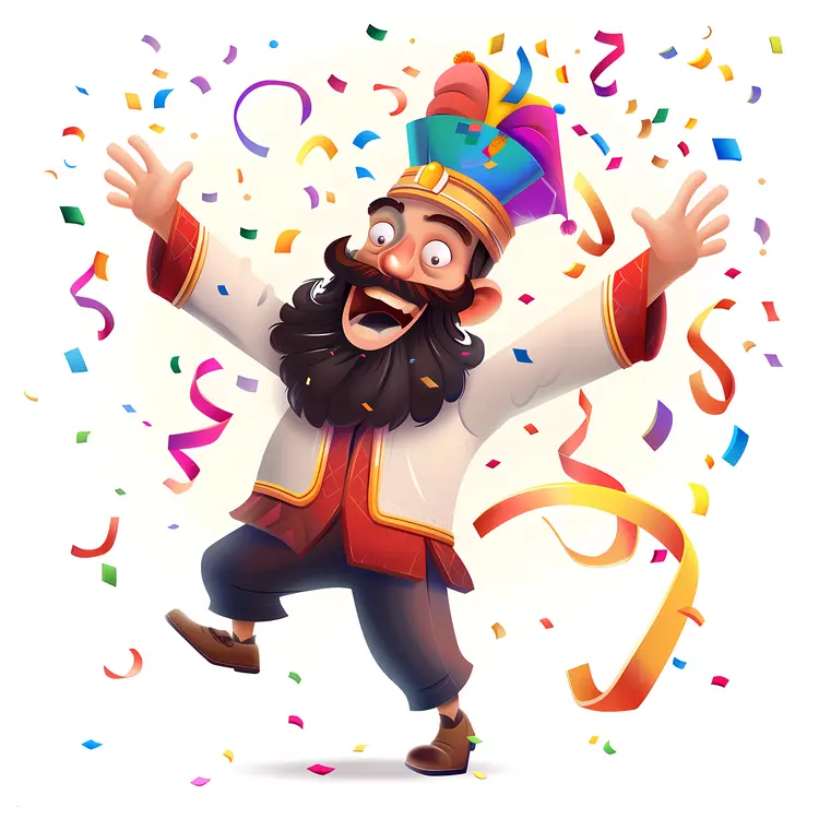 Happy Man Celebrating with Confetti