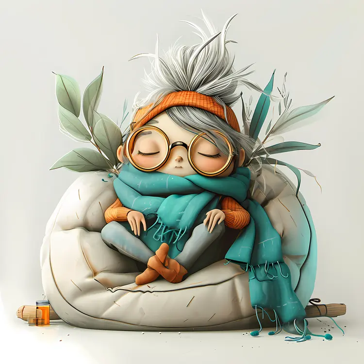 Cute Character with Glasses and Scarf