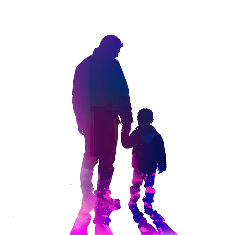 Silhouette of Father and Child in Gradient Colors